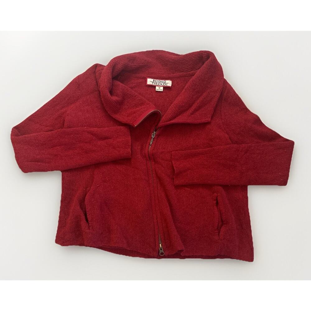 Beyond Threads Vintage Alpaca And‎ Wool Red Cardigan Women’s M